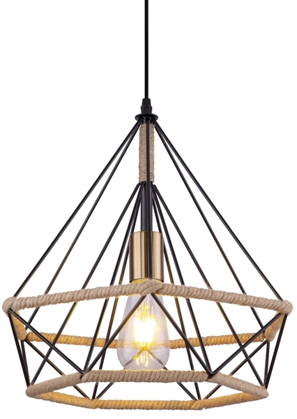 Lampa wisząca Ulleu 69029 druciana do holu czarna brązowa