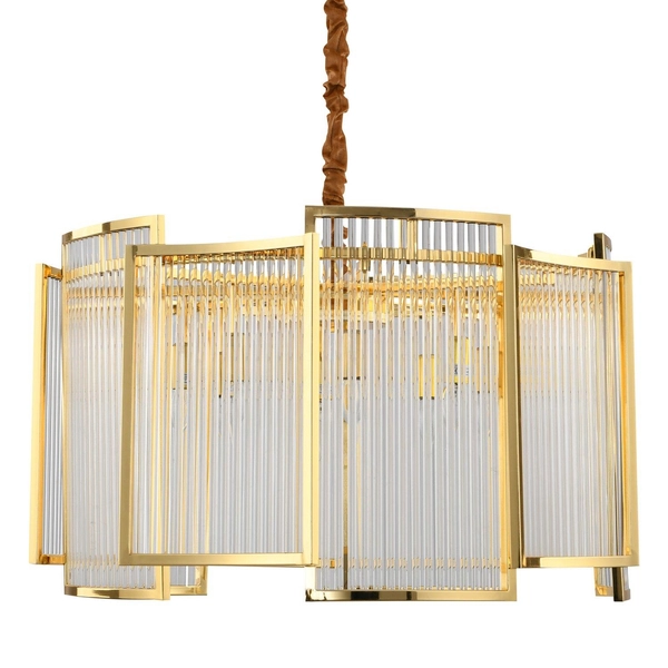 Designerska lampa wisząca Imperio SMP0098 gold Step kryształ hampton złota