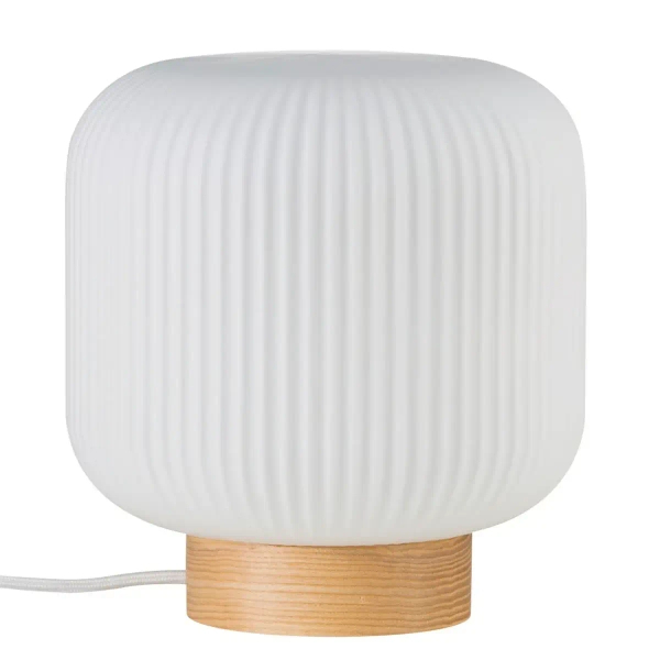Nocna lampka do sypialni MILFORD 48915001 biała drewniana