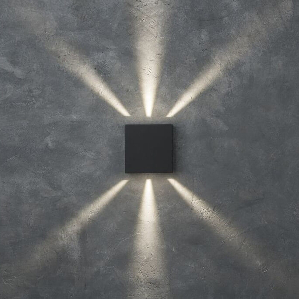 Elewacyjna LAMPA zewnętrzna GEMINI BEAMS 5104005118 Lutec metalowa OPRAWA kinkiet LED 10W 4000K kwadratowy IP54 szary