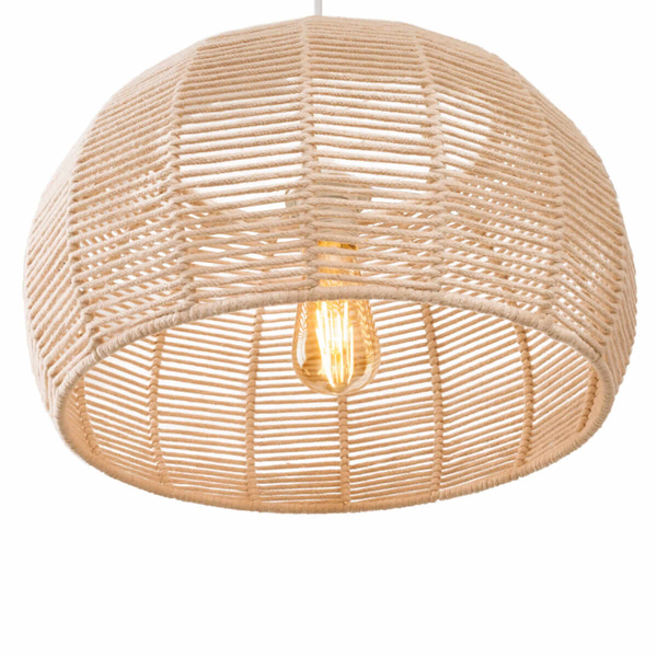 Zwisająca lampa Praslin P0583 kosz pleciona bawełniana naturalna biała