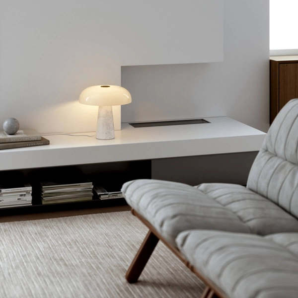 Stołowa lampka Glossy 2020505001 DFTP grzyb opalizowana marmur biała