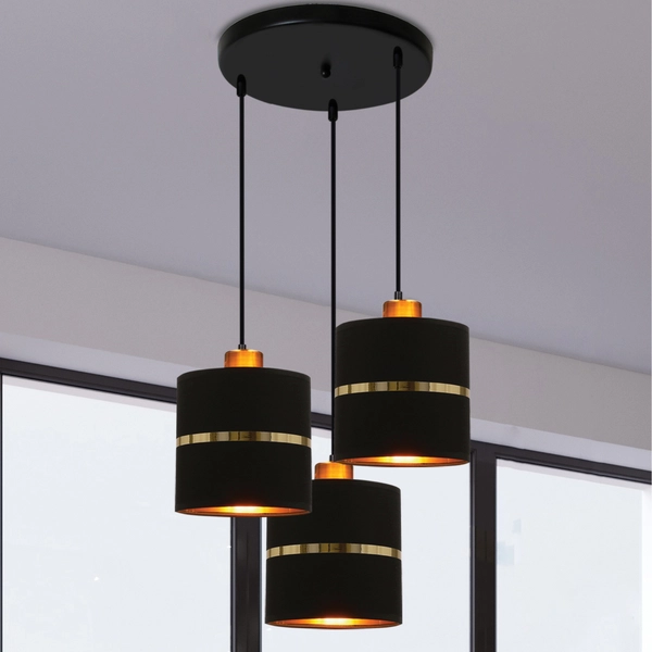 Lampa zwisowa Assam 33-17468 Candellux potrójna loft czarna złota