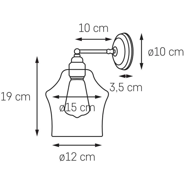 Ścienna LAMPA loftowa LONGIS 20880105 Kaspa szklana OPRAWA skandynawska kinkiet okrągły złoty przezroczysty czarny