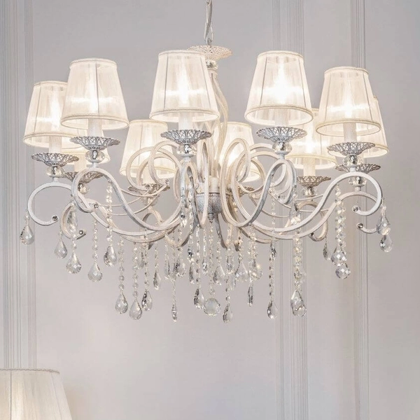 Pałacowa lampa wisząca Grace ARM247-10-G crystal biała