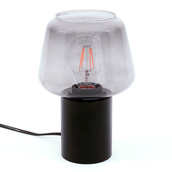 Stojąca lampa nocna Romio do sypialni szklana czarna