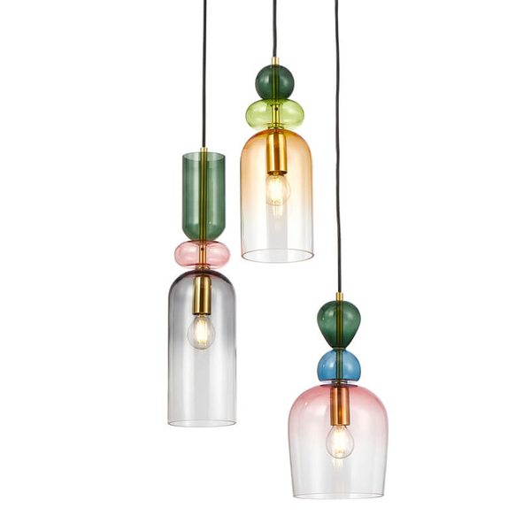 Lampa wisząca Manso PND-37462-3A-MC-GD potrójna multikolor