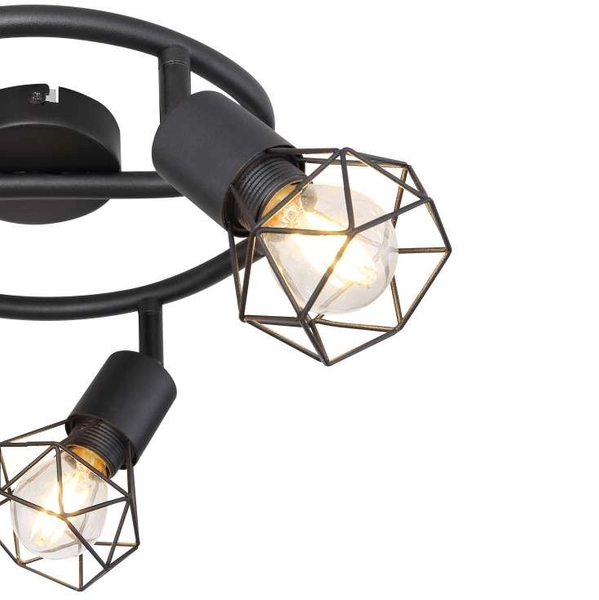 Industrialna LAMPA sufitowa XARA I 54802S-3 Globo druciana OPRAWA metalowy plafon spirala reflektorki czarne