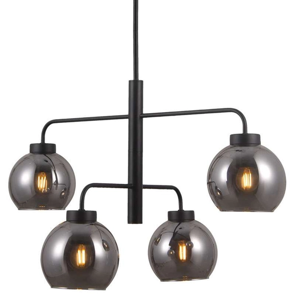 LAMPA wisząca POGGI PND-28028-4D Italux szklana OPRAWA zwis kule balls czarne przydymione