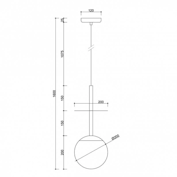 Wisząca lampa szklana Plaat PLA122P0 kula ball biała czarna