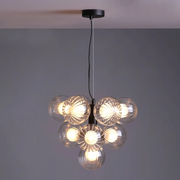 Kulista lampa wisząca do jadalni Vine  VIN2322-20 szkło czarny