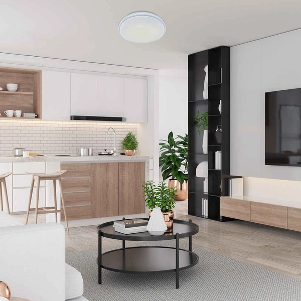 Nowoczesna LAMPA sufitowa BRUCE 2117 Rabalux okrągły plafon LED RGB 40W 3000K - 6000K nad łóżko chrom