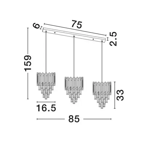Potrójna lampa wisząca PELAVRO LE45106 crystals nad stół złota