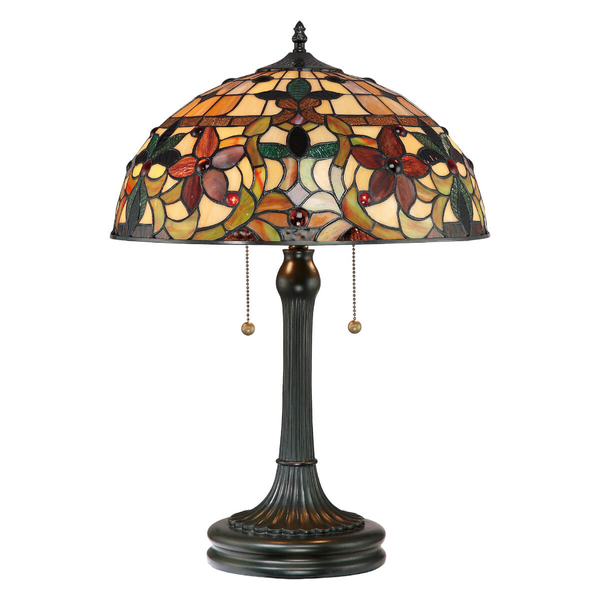 Lampa stołowa Kami QZ-KAMI-TL Quoizel witrażowa szkło multikolor brąz