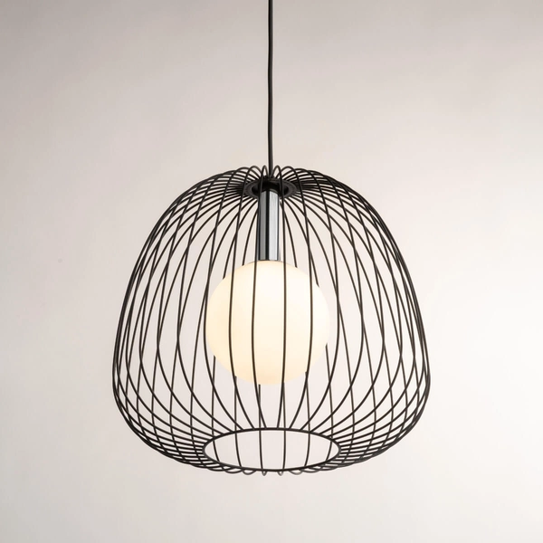 Sypialniana lampa zwisająca Bell 40723 Sigma druciak czarna srebrna