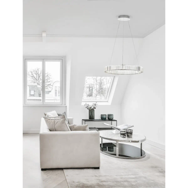 Okrągła lampa wisząca BAUTA LE42915 do sypialni LED 40W 3500K srebrna