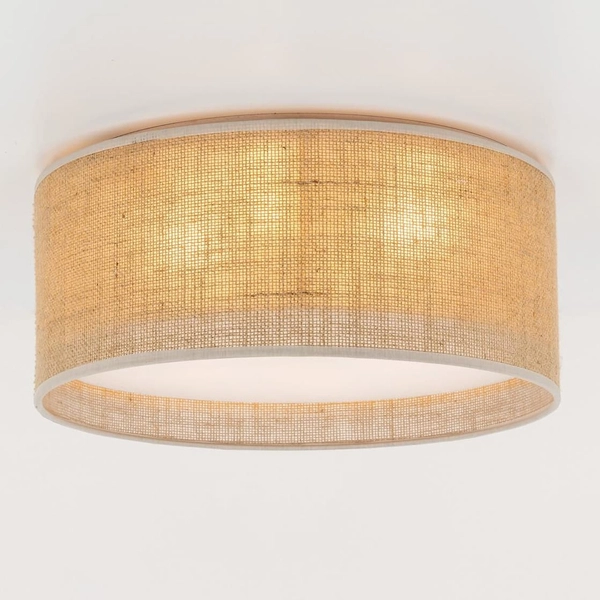 Okrągły plafon jutowy klosz Juta 5798 TK Lighting do salonu brązowy biały