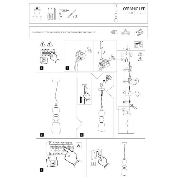 Ceramiczna lampa wisząca CERAMIC 11701 LED 19W 3000K szara biała