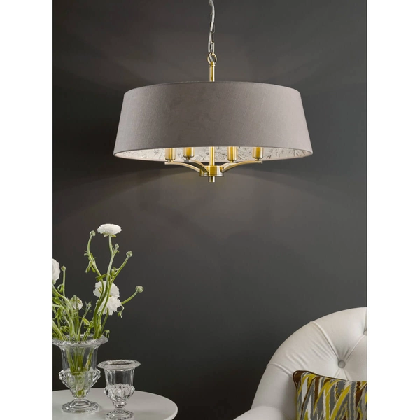 Regulowana lampa wisząca Birch BIR0429-EH Dar Lighting owalna motyw roślinny mosiężny