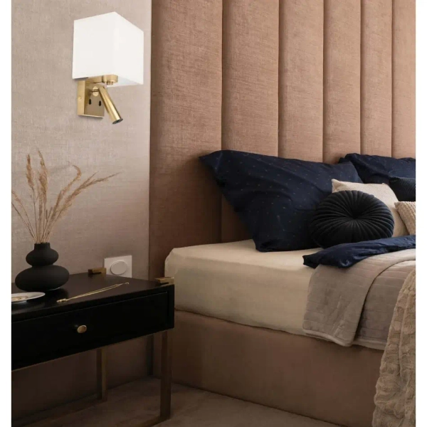 Modernistyczny kinkiet ścienny H73 LED 3W 3000K prostokąt mosiądz