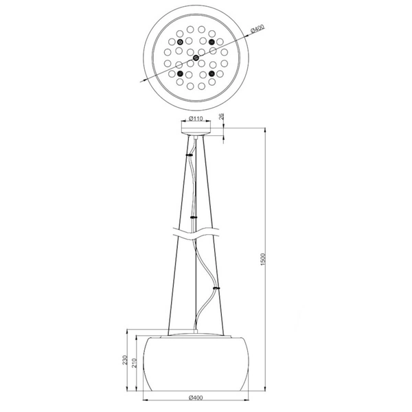 Zwisająca lampa VAPORE 311210506 Trio owalna kryształy srebrny