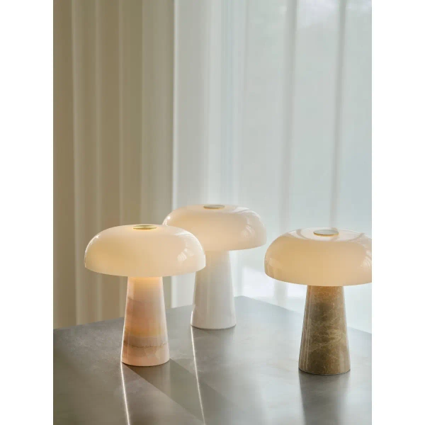 Stołowa lampka nocna Glossy 2520015009 marmurowa beżowa biała