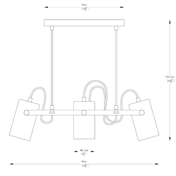 Lampa zwisowa potrójna Resi A8162-3A Zumaline tuby regulowane czarne złote