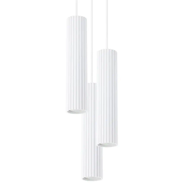 Potrójna lampa wisząca KARBON SL.1538 ryflowana podłużna biała