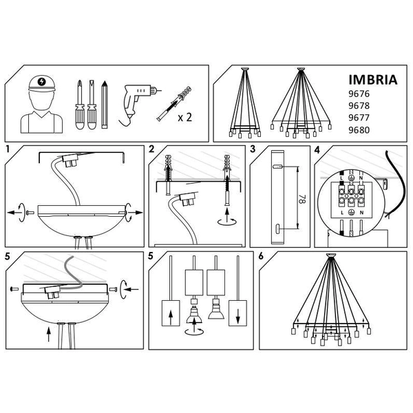 LAMPA wisząca IMBRIA 9680 Nowodvorski OPRAWA zwis kable pająk czarny
