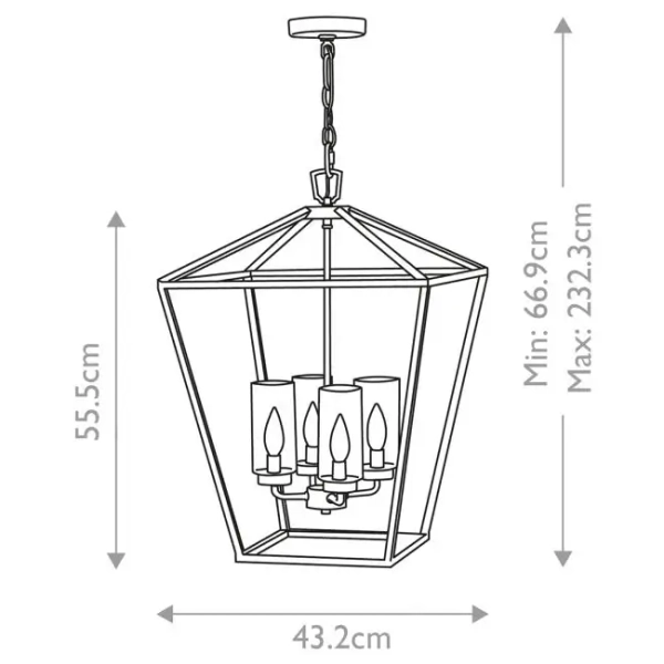 Tarasowy żyrandol Alford QN-ALFORD-PLACE-4P-MB na łańcuchu IP44 czarny