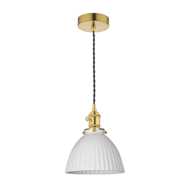 Ceramiczna lampa wisząca Hadano HAD0140-09 mosiądz biały