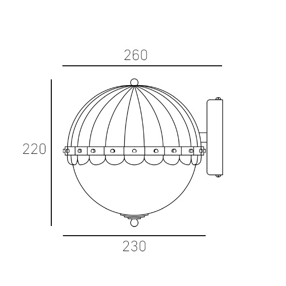 Lampa ścienna Pralines W01244BK Cosmolight kulista mosiądz