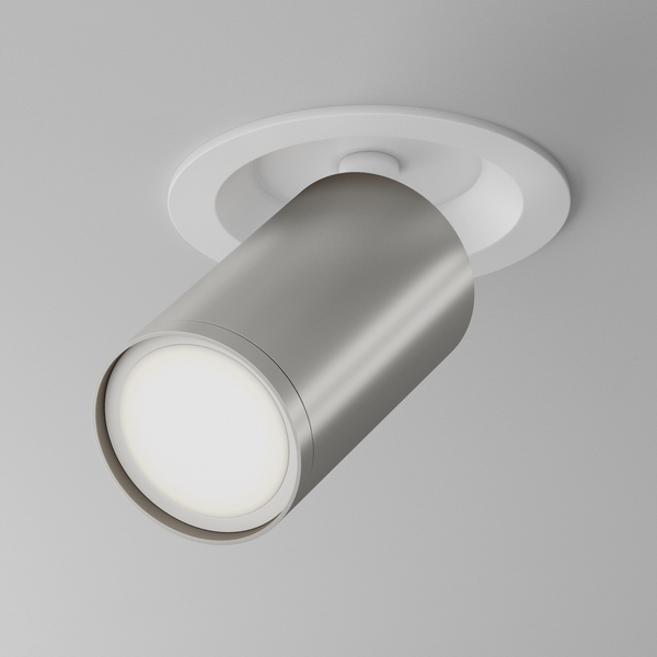 Tuba lampa podtynkowa reflektor regulowany biała srebrna Focus OUTLET