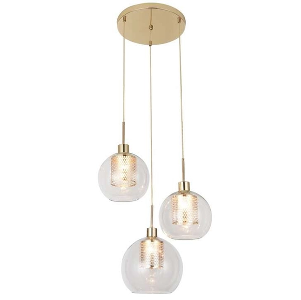 Wisząca LAMPA modernistyczna PHILANA 6496 Rabalux szklana OPRAWA kaskada ZWIS dekoracyjne kule balls złota przezroczysta