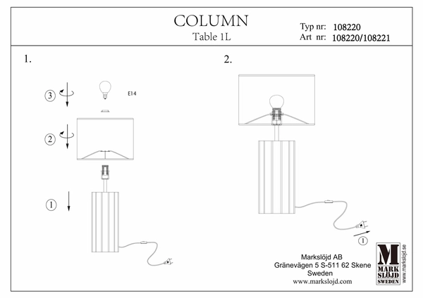 Ceramiczna lampa stołowa Column okrągła abażurowa biała