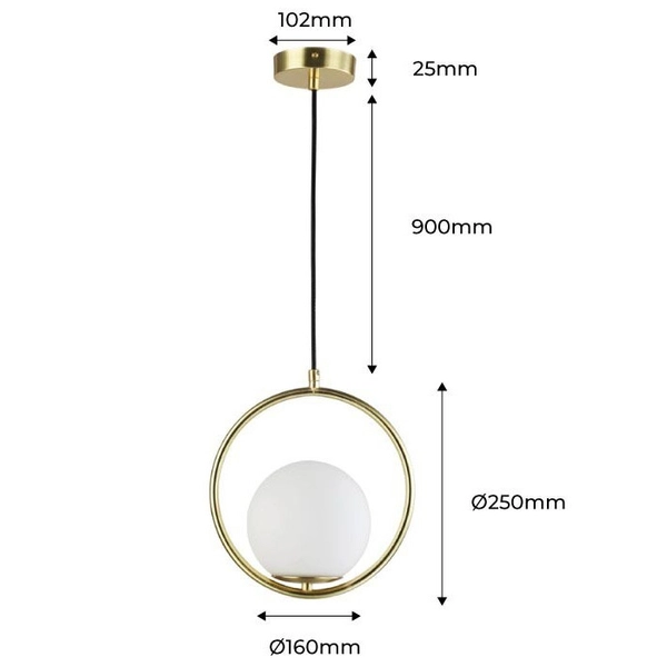 Wisząca lampa Milano ABR-LWMR-E27 Abruzzo bańka zwis czarna biała