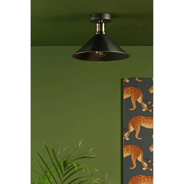 Lampa sufitowa retro Jalen JAL0161 stożek grafitowy mosiądz