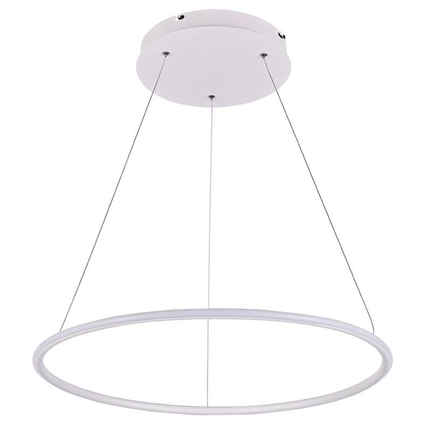 LAMPA wisząca MDECO SLIM/000012/3000/W metalowa OPRAWA futurystyczna LED 43W 3000K zwis pierścień ring IP44 biały