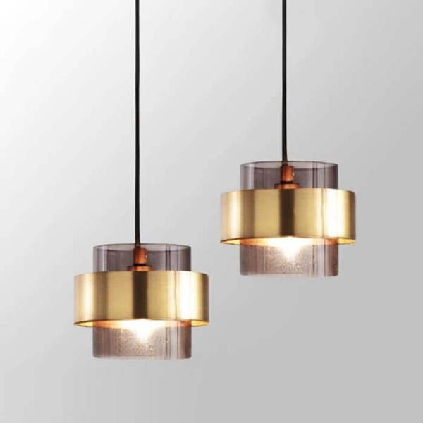 Wisząca lampa loftowa CGBANDBRASS hol mosiądz przydymiona