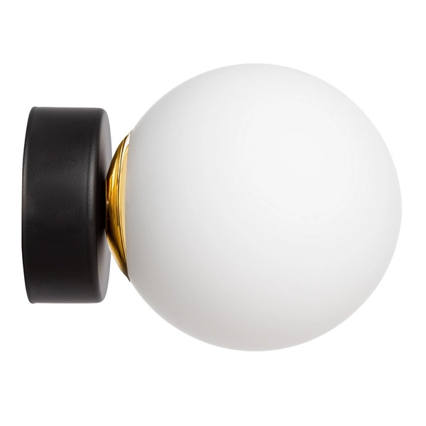 Kinkiet LAMPA ścienna ASTRA 20776102 Kaspa loftowa OPRAWA szklana kula czarna biała