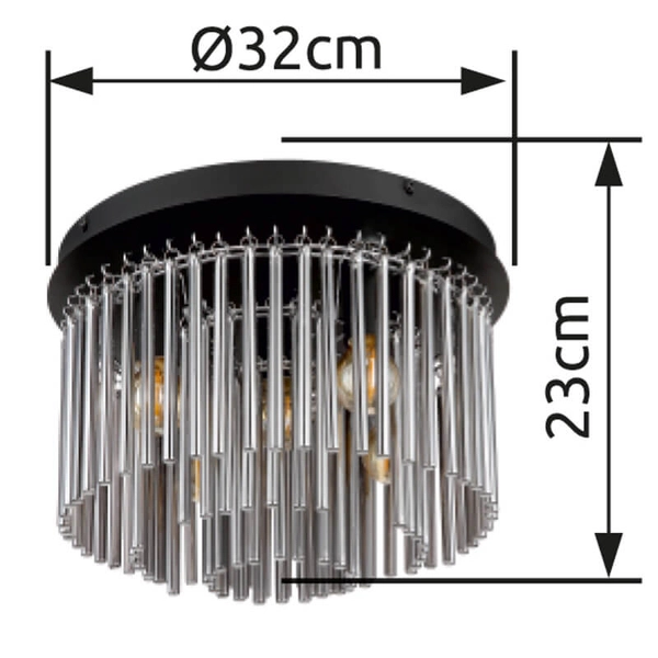 Sufitowa lampa do sypialni GORLEY 15698D glamour czarna przydymiona