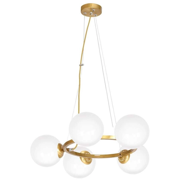 Loftowa LAMPA wisząca VIENNA MLP5577 Milagro metalowa OPRAWA modernistyczna pierścień ZWIS szklana kula mosiądz białe