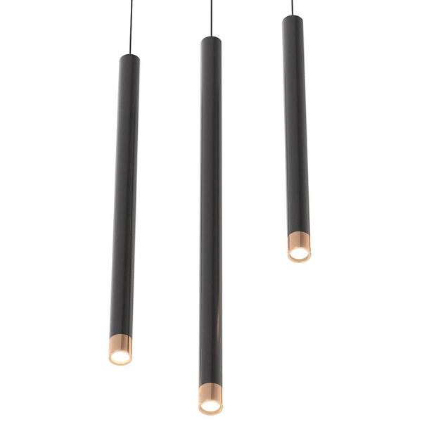 Metalowa lampa wisząca Q I tuba pojedyncza czarna nad wyspę