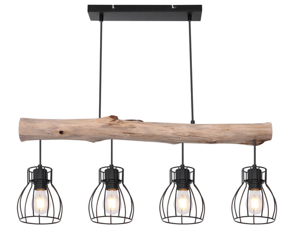 Rustykalna lampa wisząca Mina 15326-4N czarna drewniana