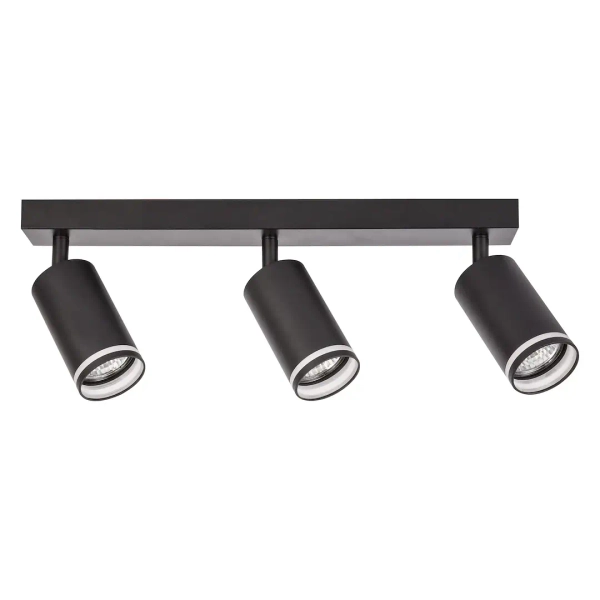 Potrójna sufitowa lampa Pipe Ring Spot ML2071 na belce czarny