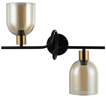 Szklany kinkiet Servio WL-66892-2A-BK-AMB podwójny czarny