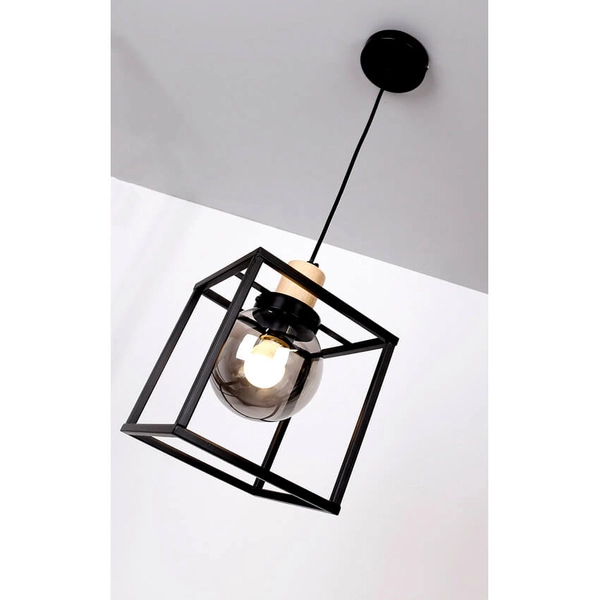 Lampa zwis klatka Retro 31-00743 Candellux klosz kula dymiona czarna