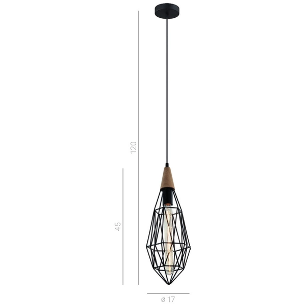 Industrialna LAMPA wisząca MAELLE MDM-2595/1S BK Italux druciana OPRAWA zwis drut czarny