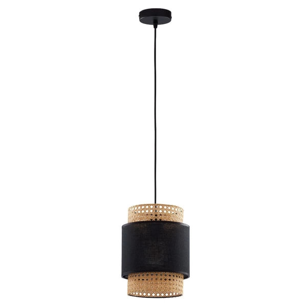 Okrągła lampa wisząca ażurowa Boho 6540 TK Lighting ratanowa czarna