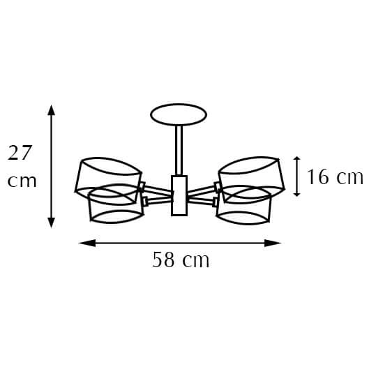 Ażurowa lampa sufitowa 1097/4 BL TR do biura czarna złota